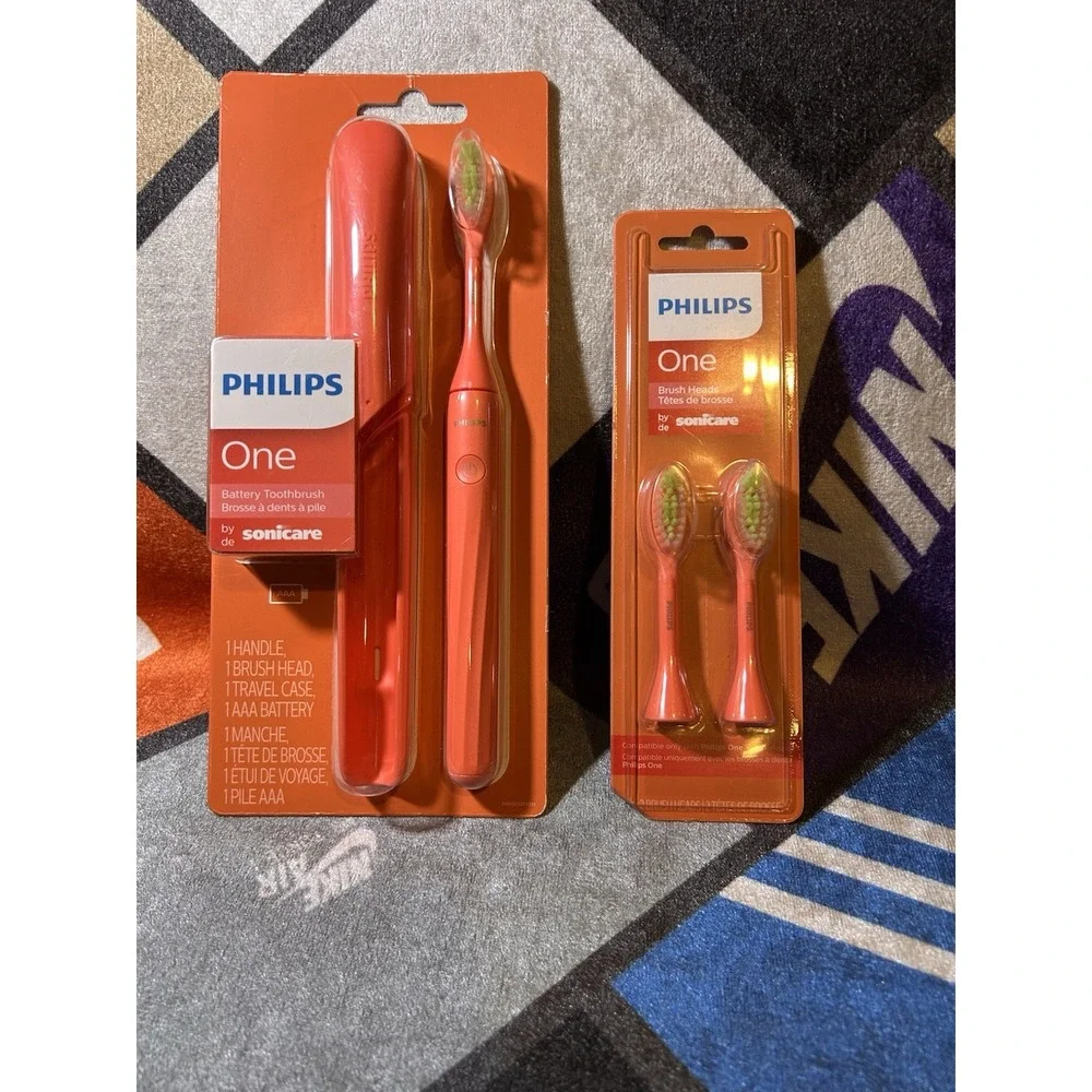 Philips Sonicare Battery Toothbrush, Miami Coral, and Extra Replacement Heads